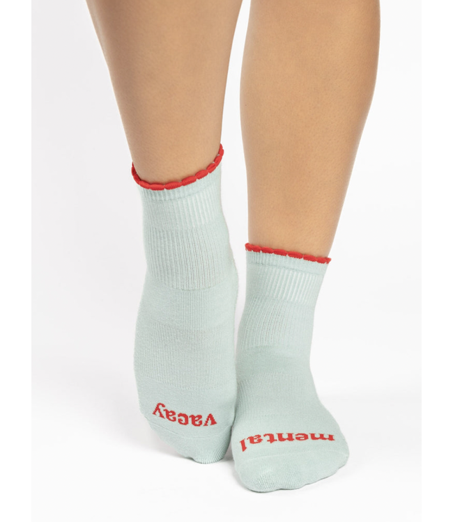 Women's Mental Vacay Ankle Grip Sock- Sky