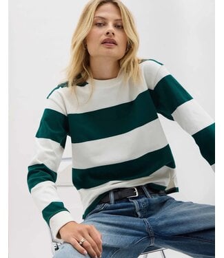 Richer Poorer Beefy Stripe Cotton Pullover- Rainforest Rugby