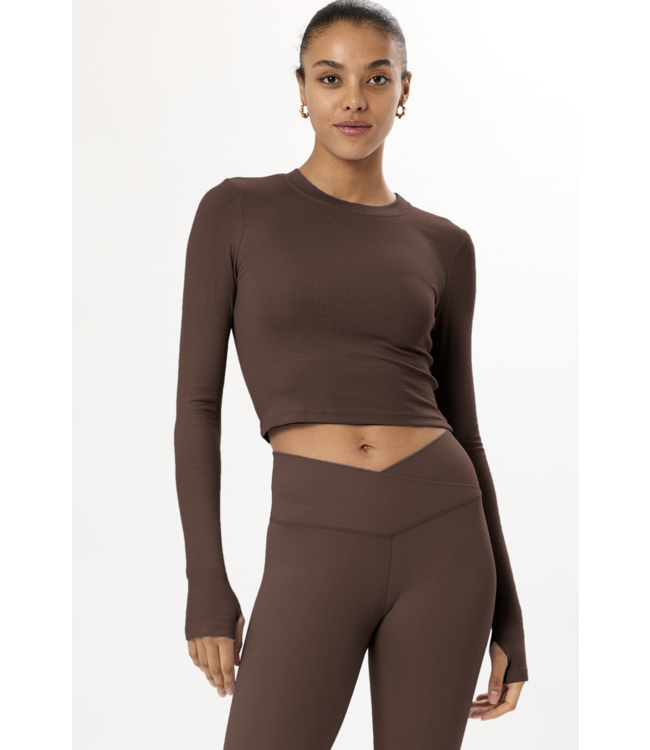 Louise Rib Long Sleeve- Dark Chocolate