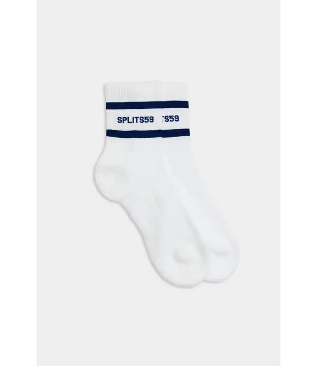 Logo Stripe Quarter Socks- White/Indigo