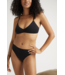 Stretch Lyocell Mid Rise Thong- Black