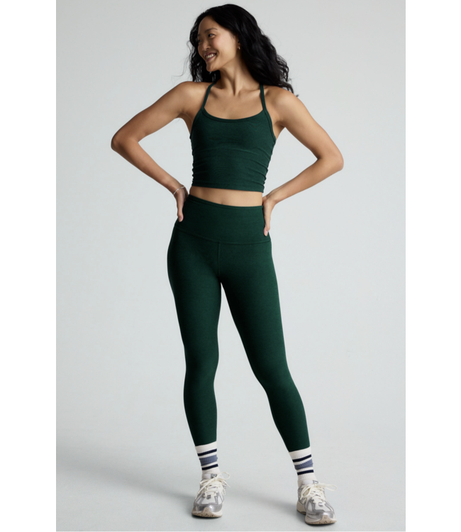 Spacedye Caught In The Midi High Waisted Legging- Dark Spruce Green Heather