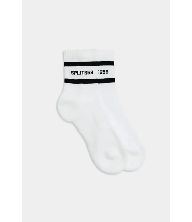 Logo Stripe Quarter Socks- White/Black