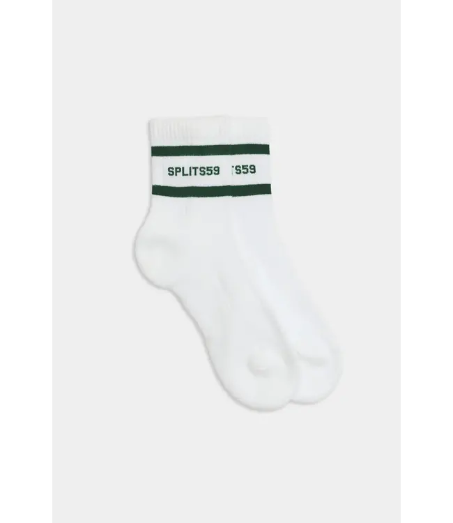 Logo Stripe Quarter Socks- White/Military