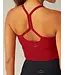 Spacedye Slim Racerback Cropped Tank- Ruby Red Heather