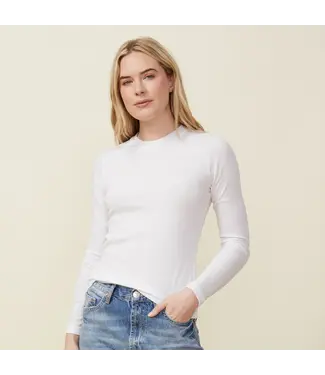 Monrow Supimafine Rib Long Sleeve Crew- White