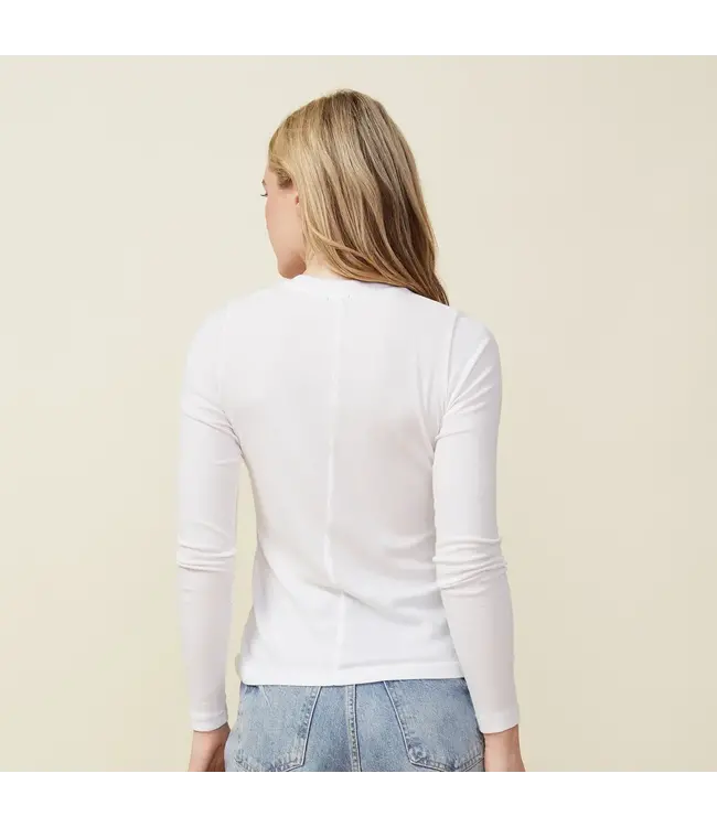Supimafine Rib Long Sleeve Crew- White