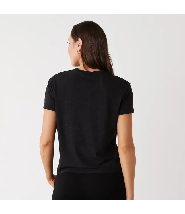 Textured Tri-Blend Basic Crew Neck Tee- Black