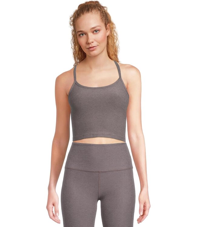 Spacedye Slim Racerback Cropped Tank- Soft Umber Heather