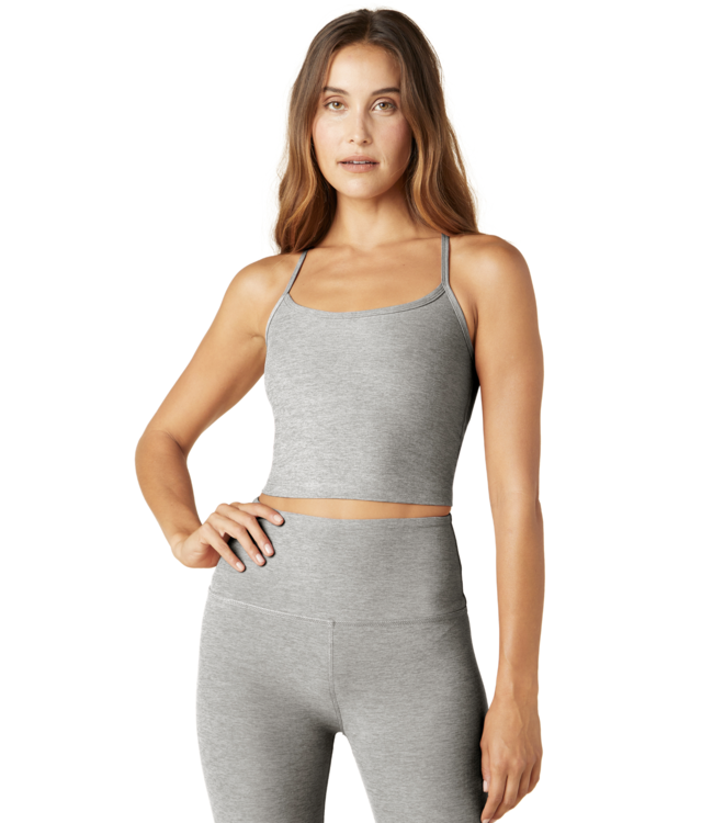 Spacedye Slim Racerback Cropped Tank- Silver Mist