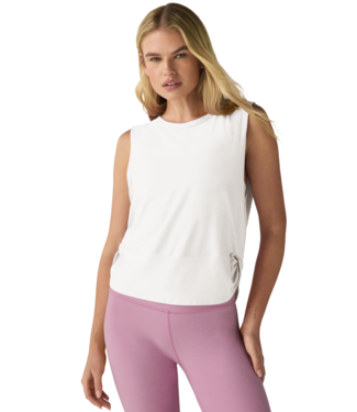 Beyond Yoga Featherweight Side Note Twist Tank- Cloud White