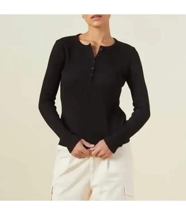 Baby Thermal Henley- Black