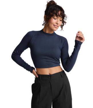 Beyond Yoga Contours Mock Neck Crop Top- Nocturnal Navy