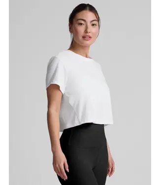 Beyond Yoga Featherweight Supreme Cropped Tee- Cloud White