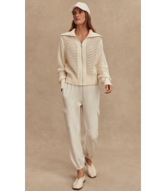 Varley Eloise Full Zip Knit- Egret