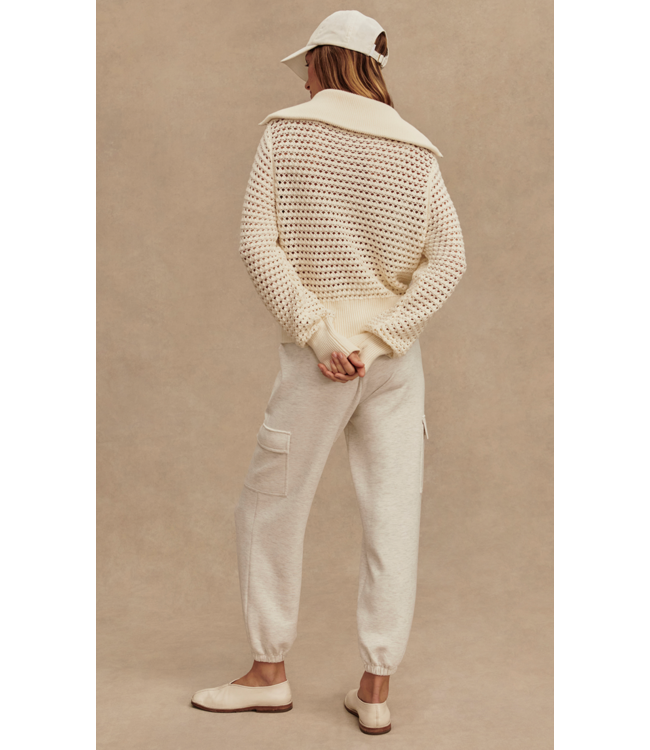 Eloise Full Zip Knit- Egret
