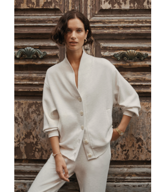 Varley Celeste Button Through Sweat- Ivory Marl