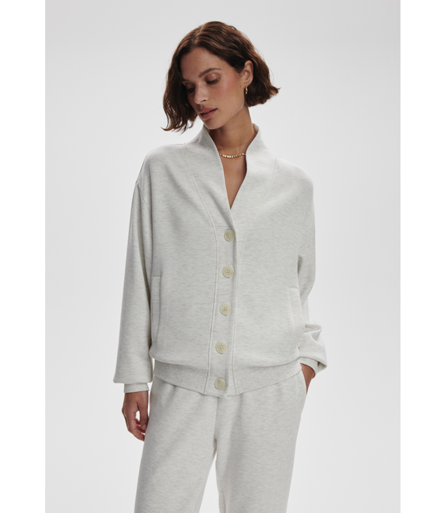 Celeste Button Through Sweat- Ivory Marl