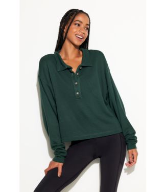 Spiritual Gangster Nichols Henley Sweatshirt- Retro Green