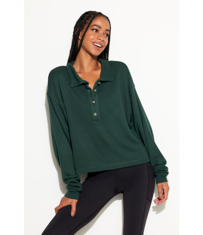 Nichols Henley Sweatshirt- Retro Green