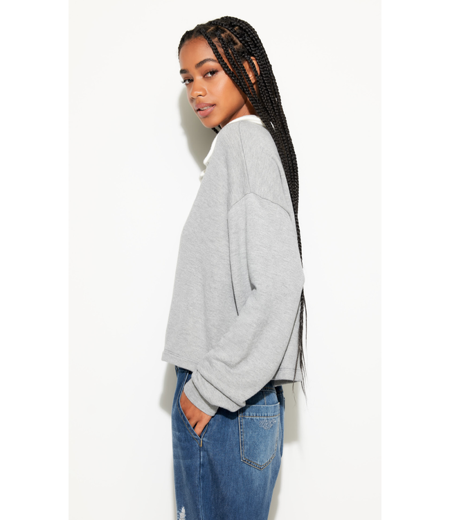 Nichols Henley Sweatshirt- Heather Grey