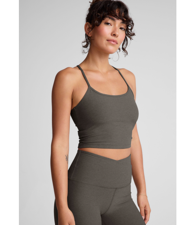 Spacedye Slim Racerback Cropped Tank- True Gray