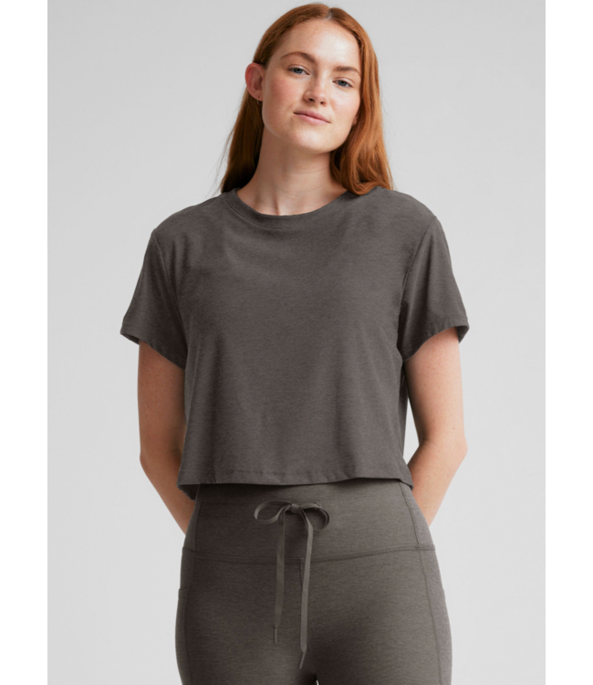 Featherweight Supreme Cropped Tee- True Gray Heather