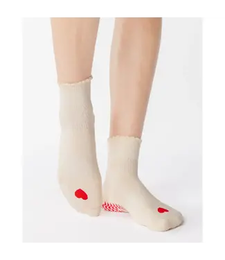 Love Ankle Grip Sock- Ivory