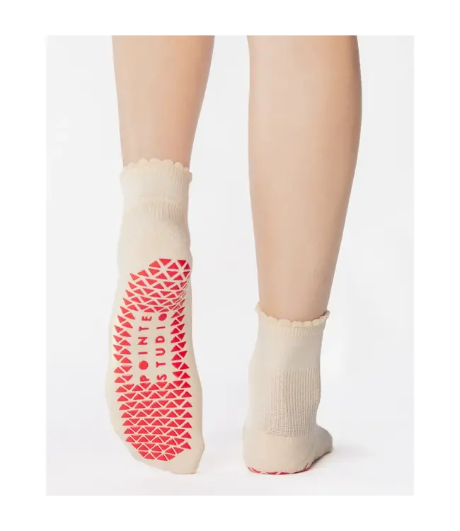 Love Ankle Grip Sock- Ivory