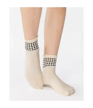 Sweetheart Ankle Grip Sock- Ivory