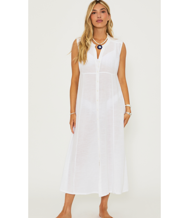 Sandra Dress- White Linen