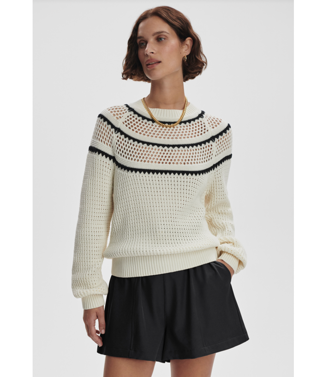Padbury Pointelle Knit Sweater- Egret