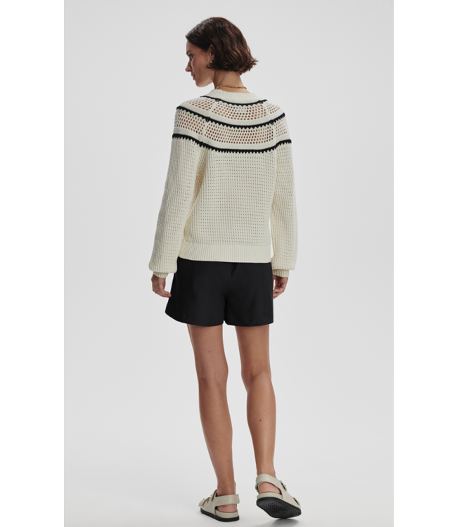 Padbury Pointelle Knit Sweater- Egret
