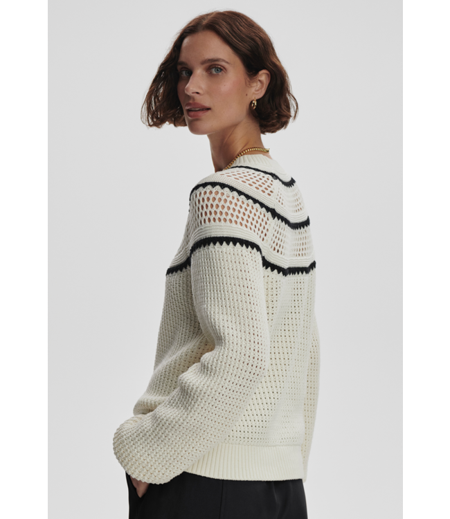 Padbury Pointelle Knit Sweater- Egret