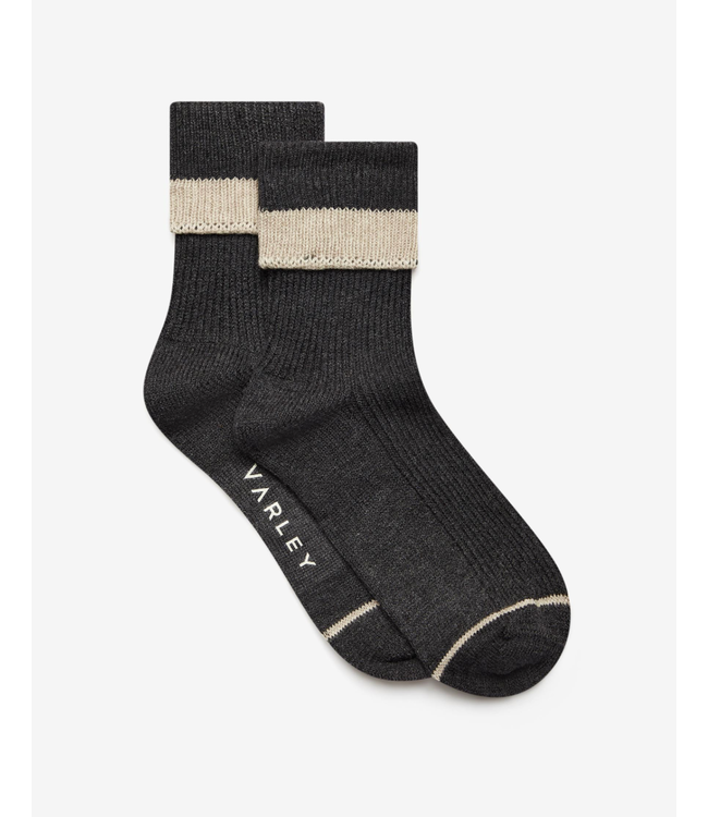 Kerry Plush Roll Top Sock- Charcoal / Sandshell