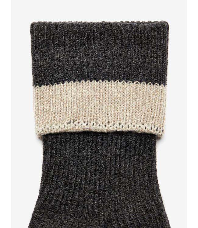 Kerry Plush Roll Top Sock- Charcoal / Sandshell