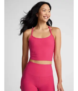 Beyond Yoga Spacedye Slim Racerback Cropped Tank- Vivid Pink Heather