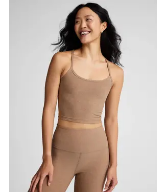 Beyond Yoga Spacedye Slim Racerback Cropped Tank- Desert Sand Heather