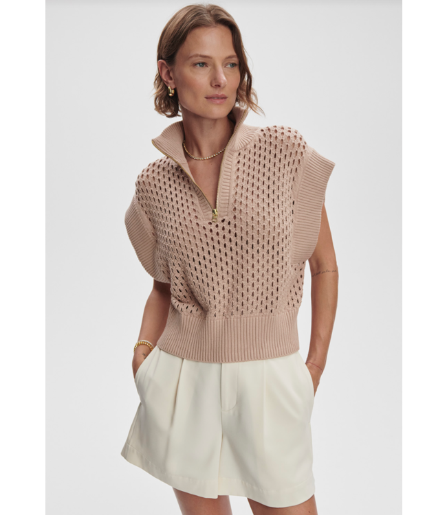 Gaines Half Zip Knit- Light Taupe
