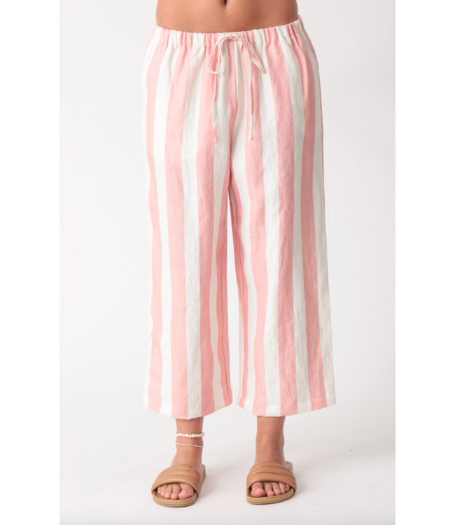 Sail Pant Crop Stripe- Peach/Ivory