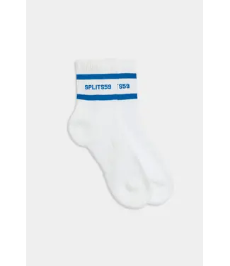 Splits59 Logo Stripe Quarter Socks- White/Classic Blue