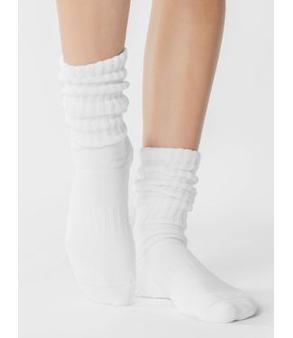 faire Slouch Crew Grip Sock- White