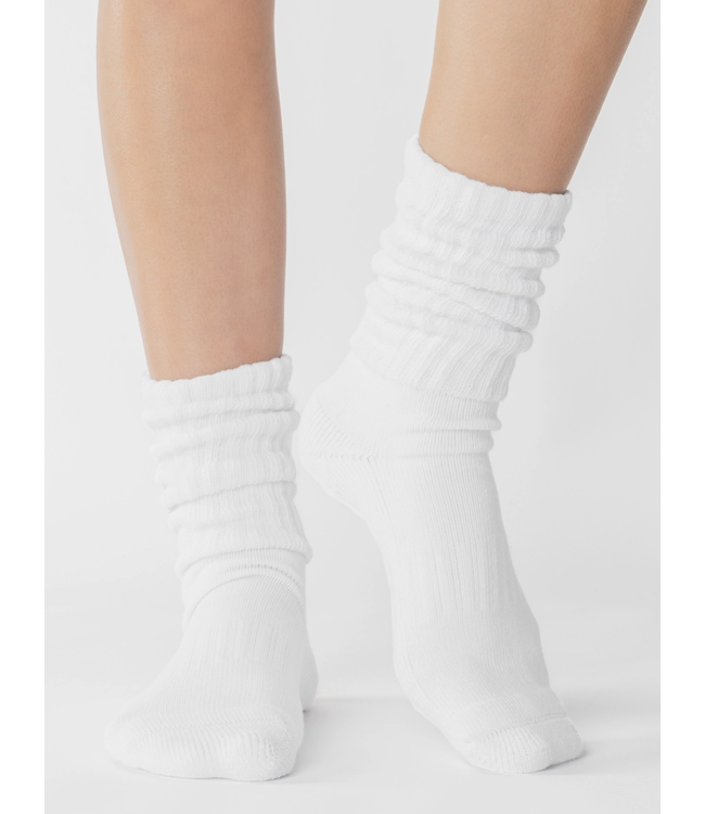 Slouch Crew Grip Sock- White