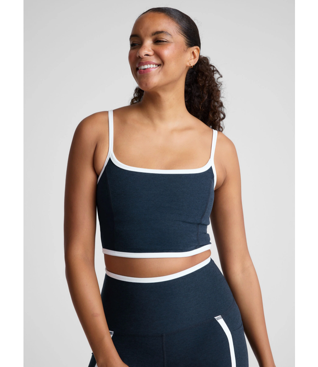 Spacedye New Moves High Cropped Tank- Nocturnal Navy/Cloud White