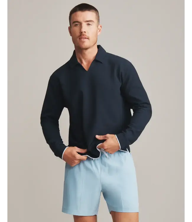 Seaside Terry Long Sleeve Polo- True Navy
