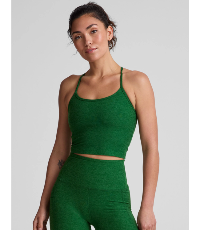 Spaced Slim Racerback Cropped Tank- Summer Thyme Green Heather