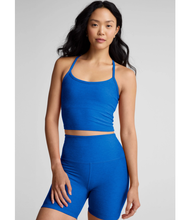 Spaced Slim Racerback Cropped Tank- Court Blue