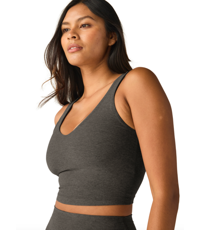 Spaced Good Day Cropped Tank- True Gray
