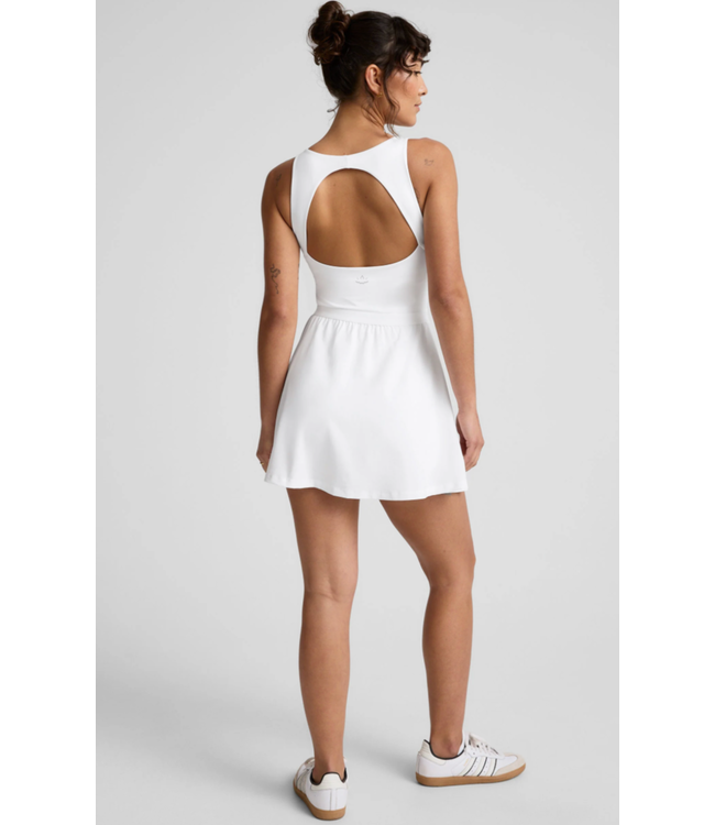 Score Pleated Dress- True White