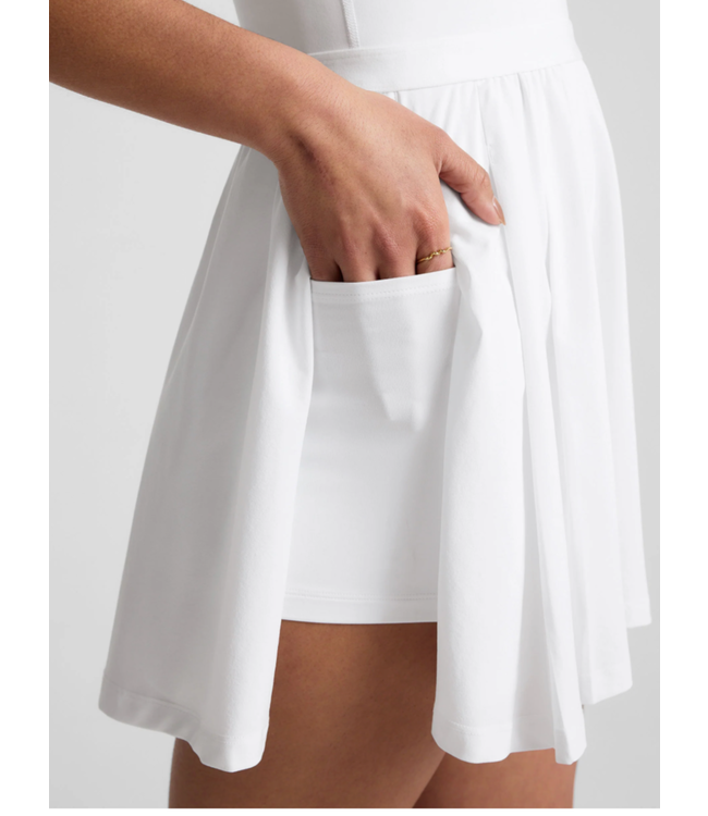 Score Pleated Dress- True White